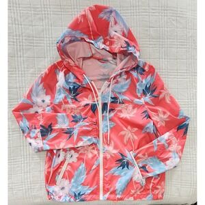 American Eagle Lightweight Windbreaker Jacket Floral Medium Full Zip‎ Hooded